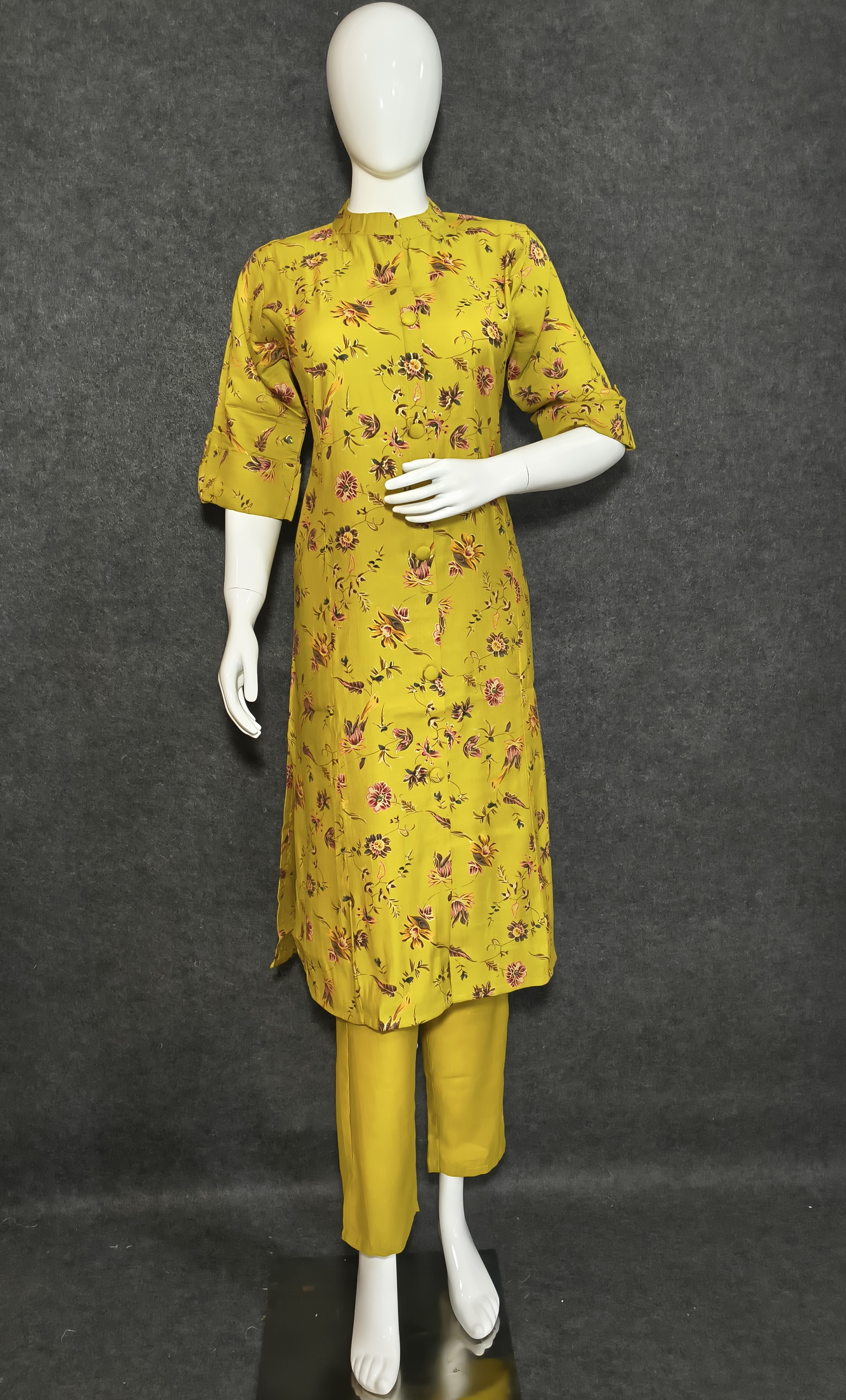 Yellow Printed Long Co-ord Set