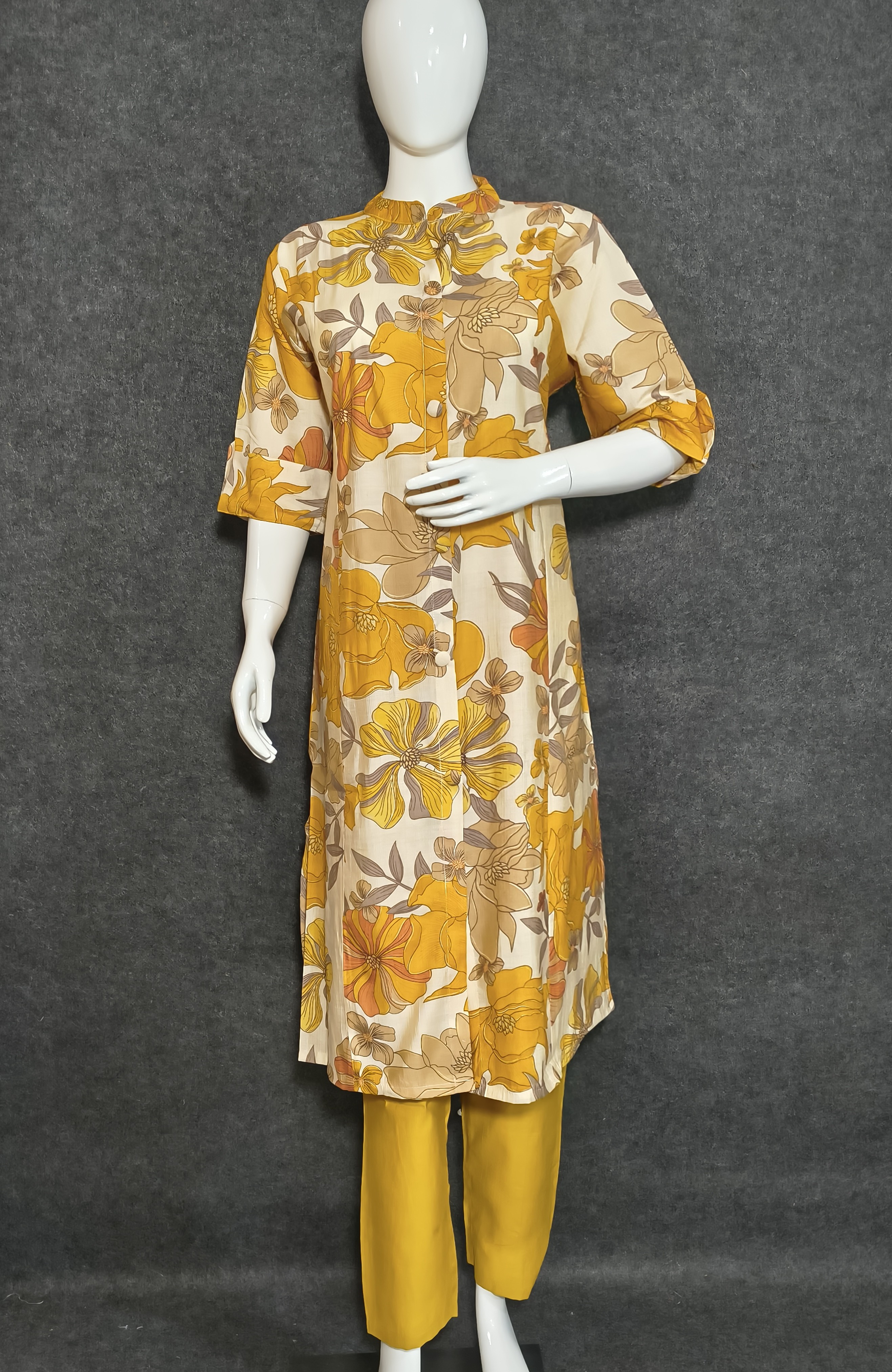 Women’s Long Co-ord Set with Multi-Colour Floral Print | Vartican Fabric | Sizes L–3XL