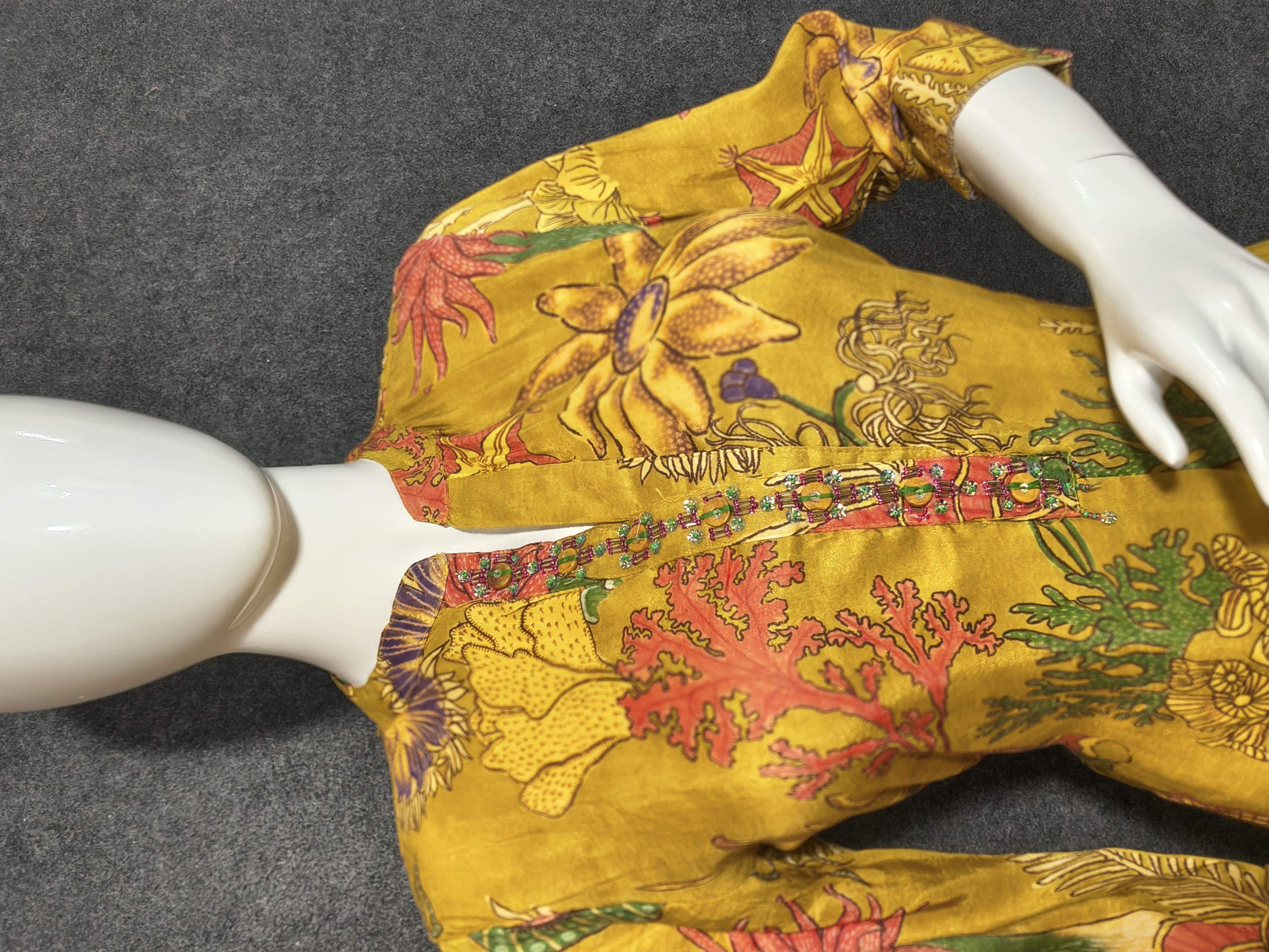  Mustard Yellow Floral Co-ord Set for Women – Ethnic Printed Top & Chevron Pants  Festive & Casual Wear - Hover view
