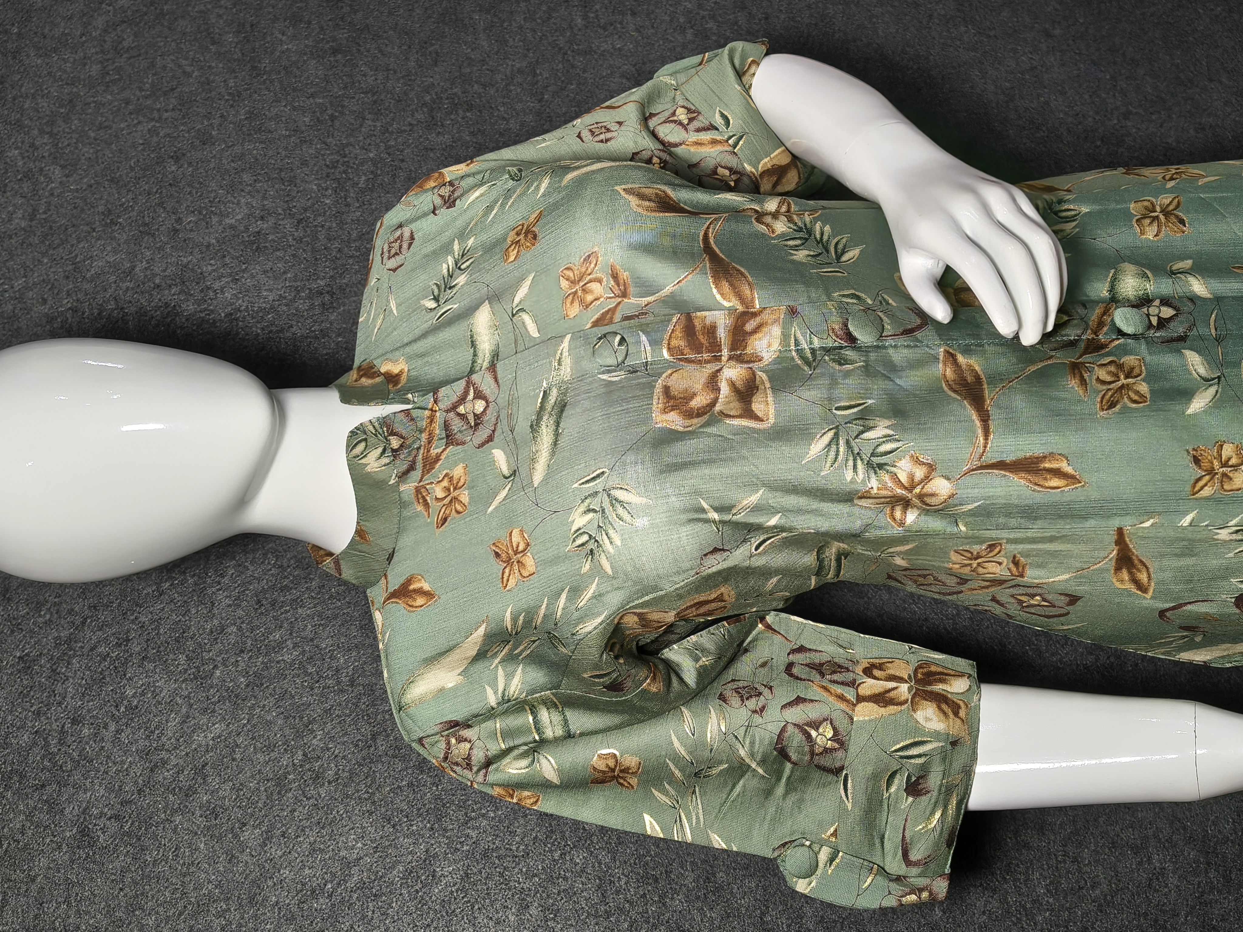 dusty olive green Floral Long Co-ord Set for Women - Hover view