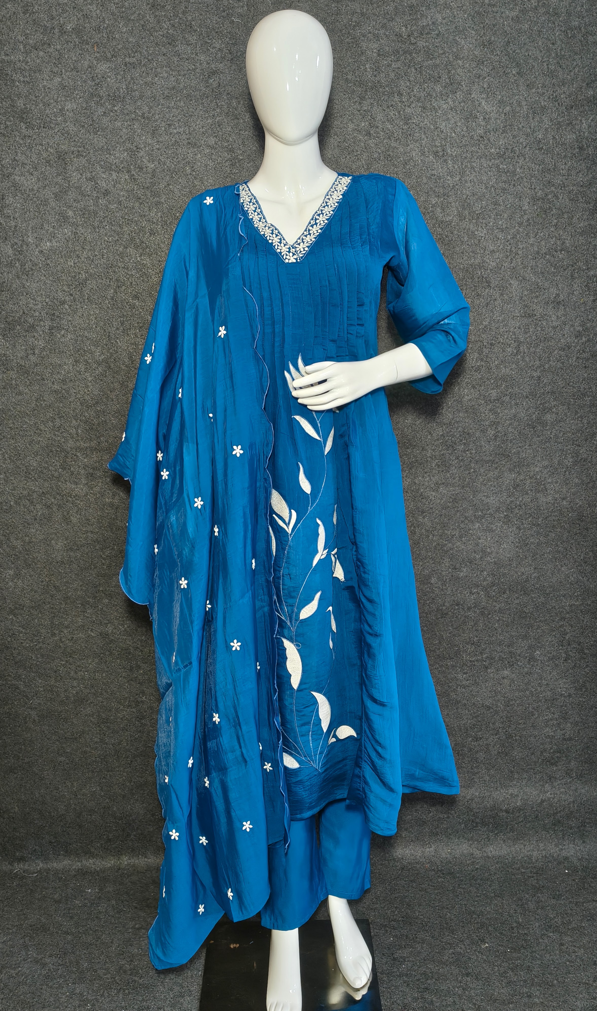 Azure Blue Hand-Embroidered Anarkali Suit | Shop Designer Suits