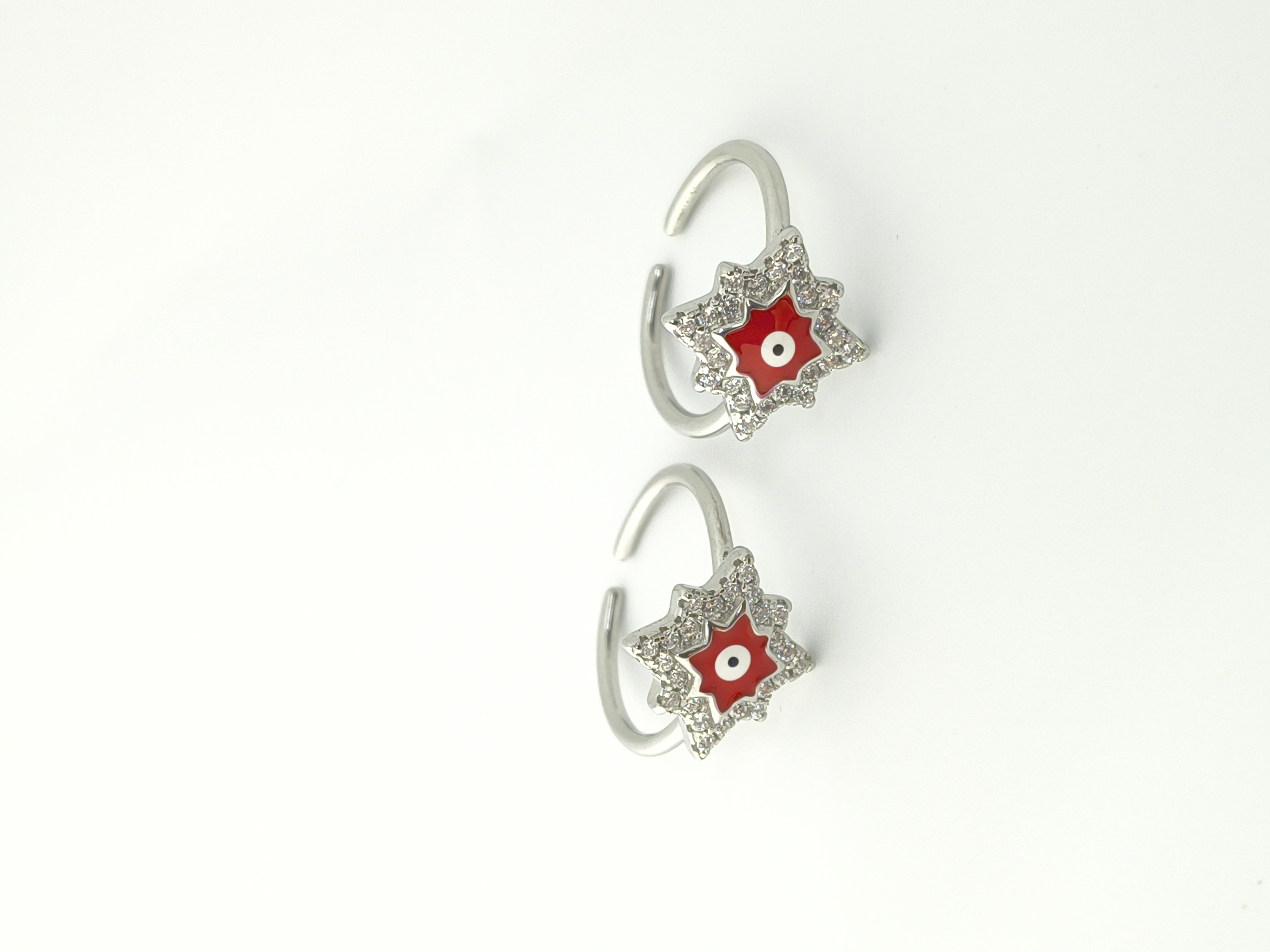 Adjustable 925 Sterling Silver Evil Eye Starburst Toe Rings