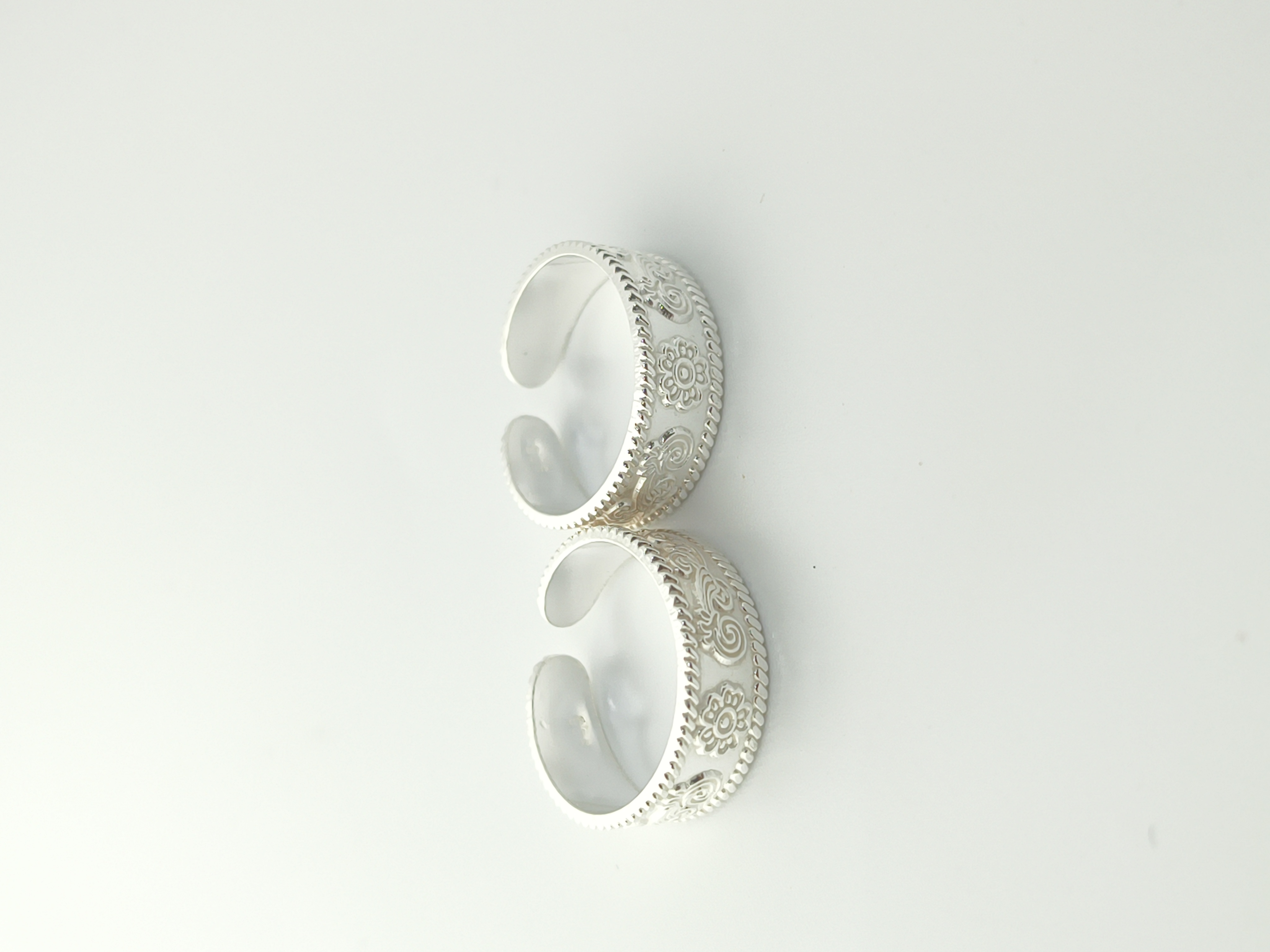 925 Sterling Silver Adjustable Floral & Scroll Toe Rings 