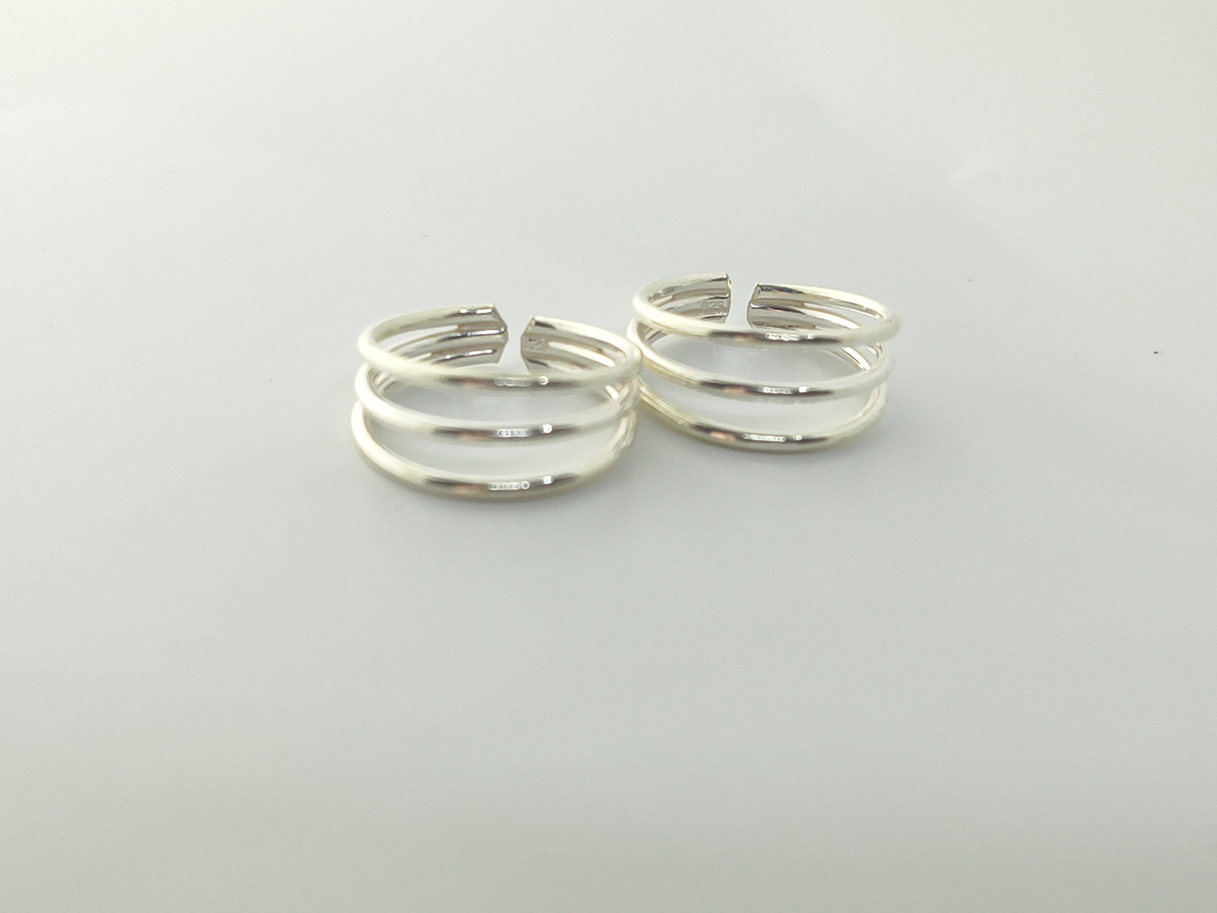 925 Sterling Silver Triple Band Open Toe Rings 