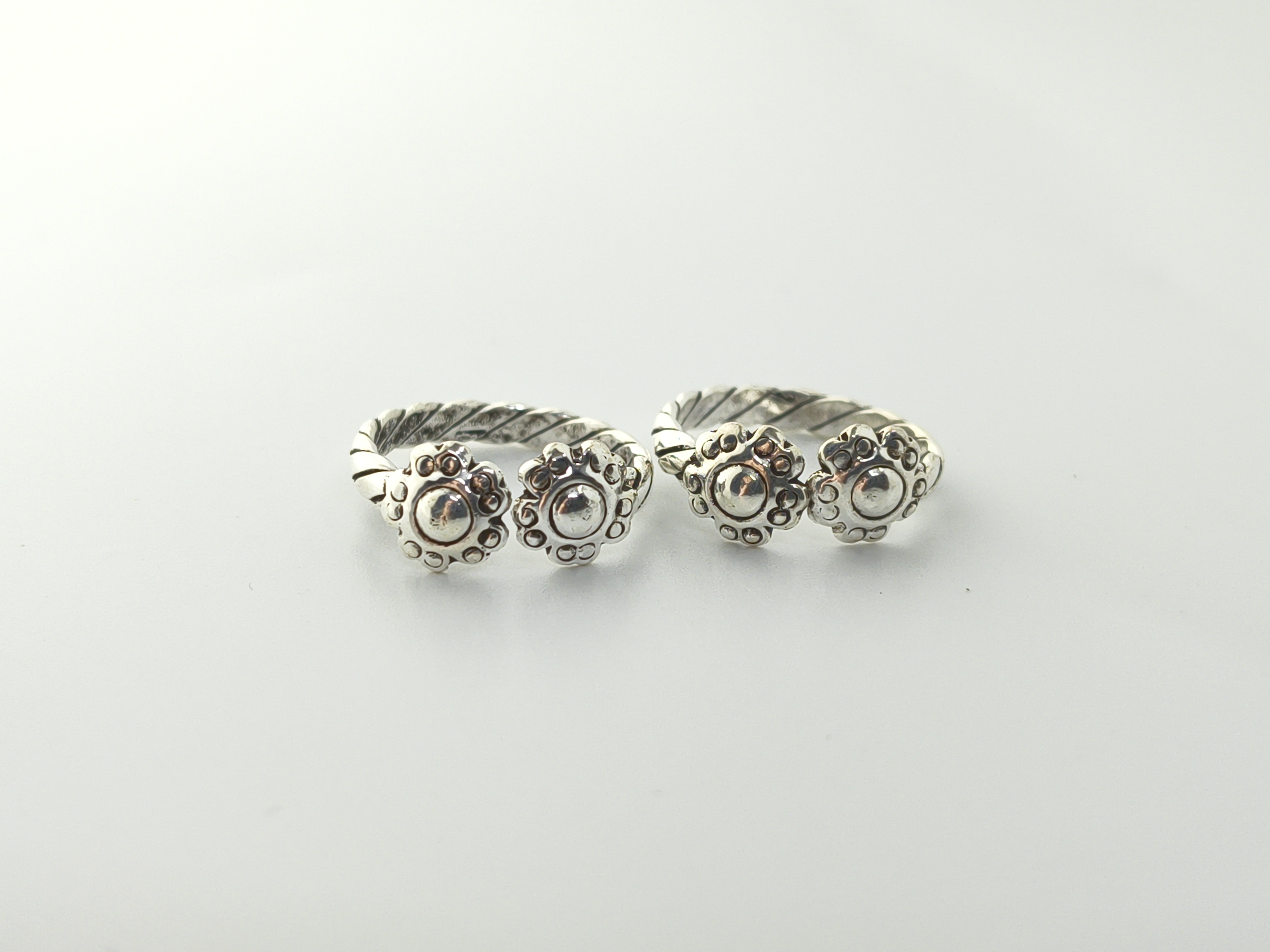 925 Oxidised Silver Double Floral Toe Rings