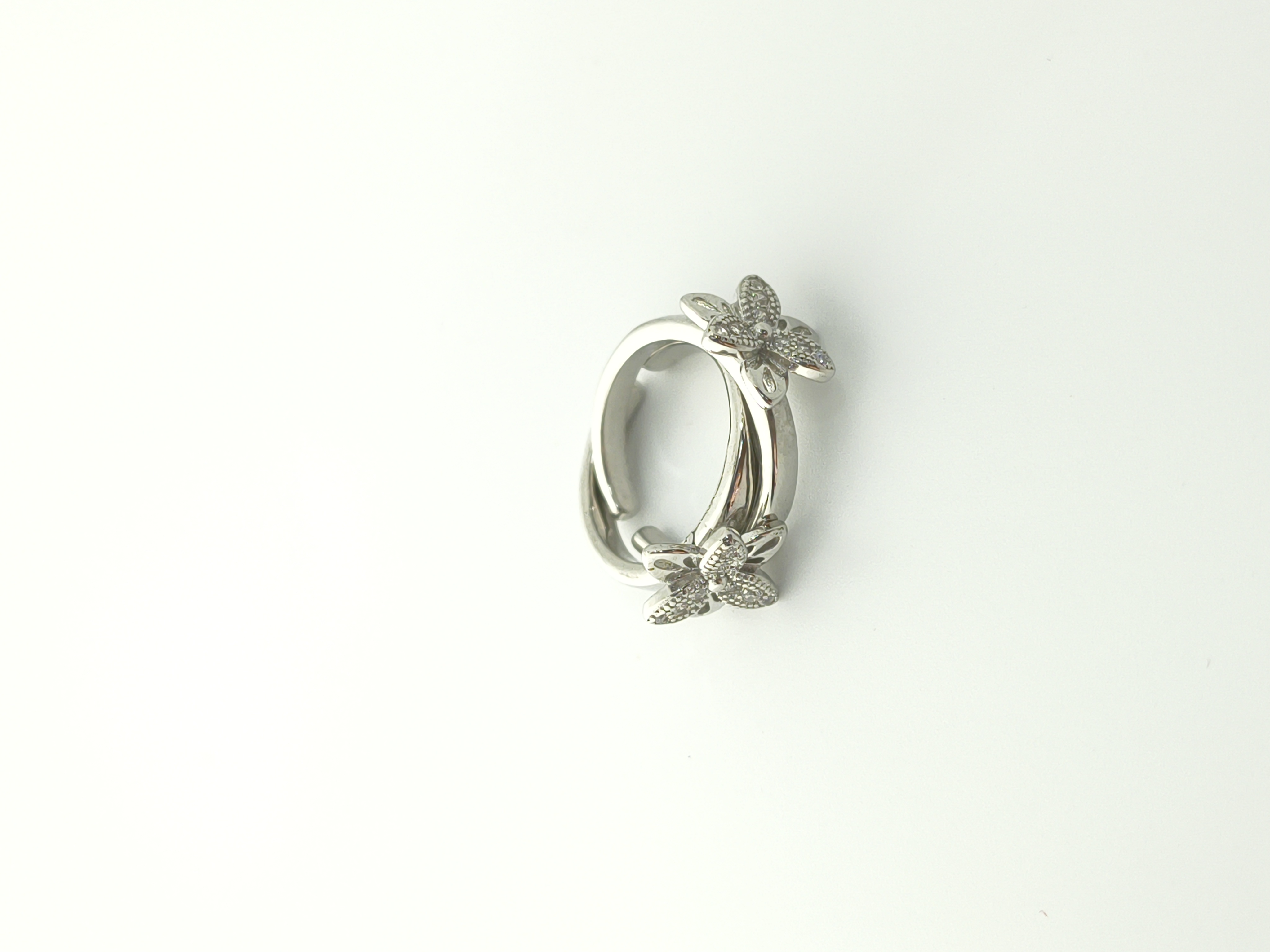 925 Sterling Silver Open-Work CZ Floral Toe Rings - Hover view